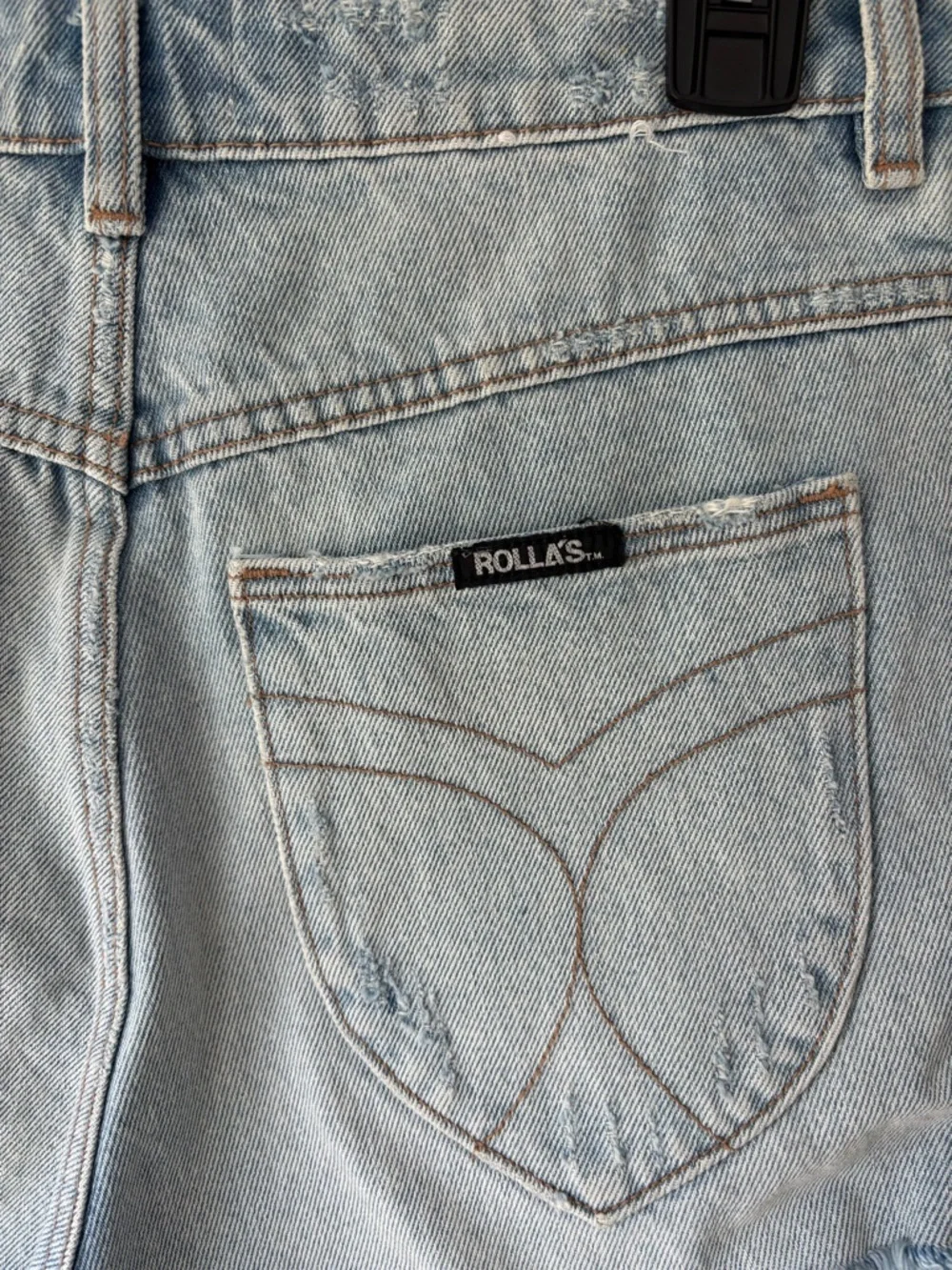 Rolla’s Light Wash Jean Shorts Dusters High Rise Slim Distressed Frayed